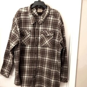C.E. Schmidt Brown Plaid Heavy  Duty Flannel Shirt Shacket. Size 4XL